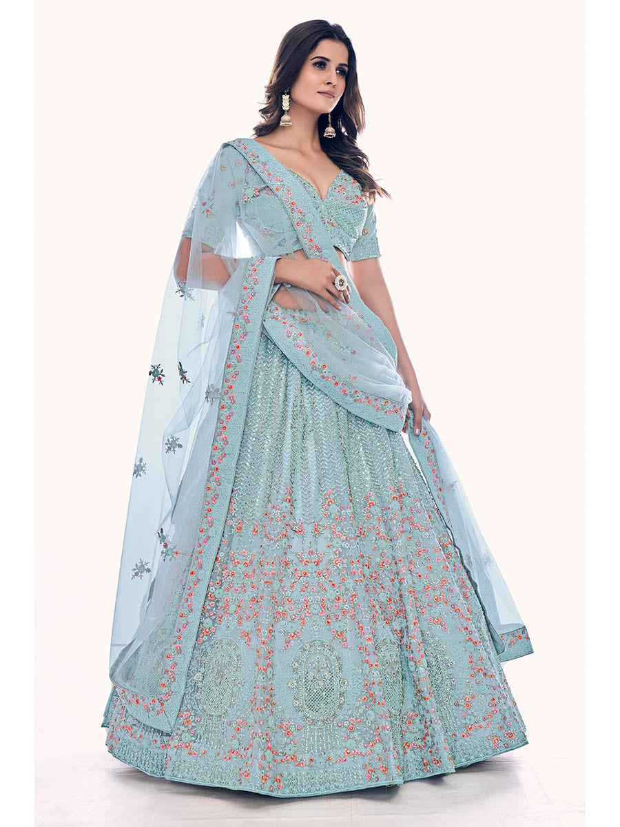 Myra Firozi Soft Net Embroidered Designer Lehenga Choli | Grocsy