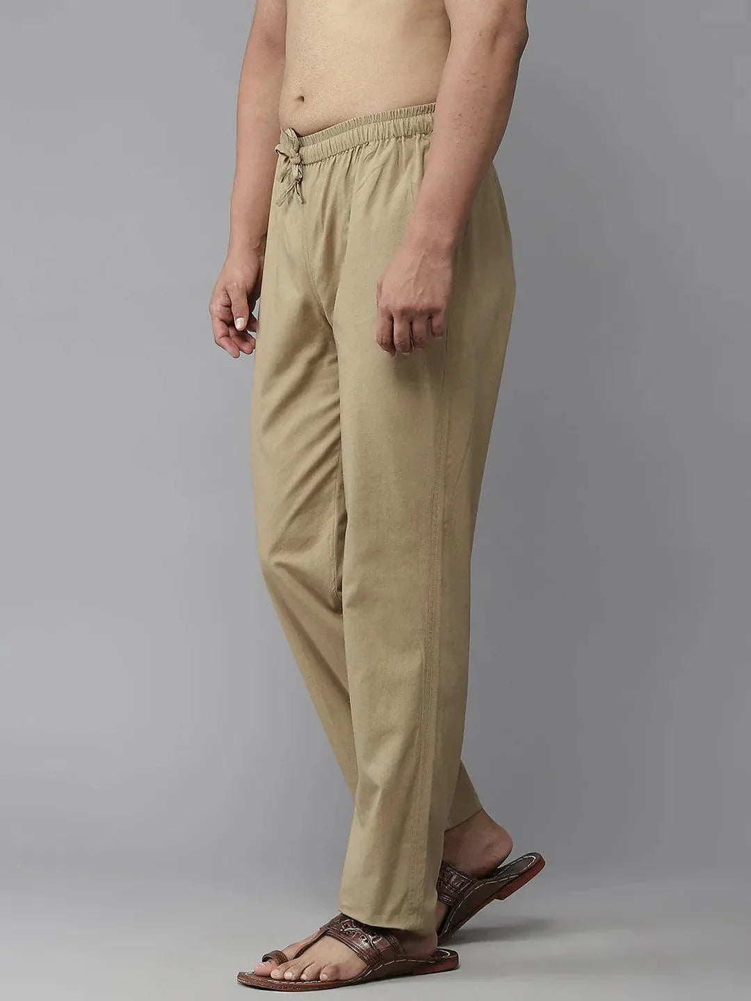 Fabmade Men's Khaki Cotton Pyjama | Grocsy
