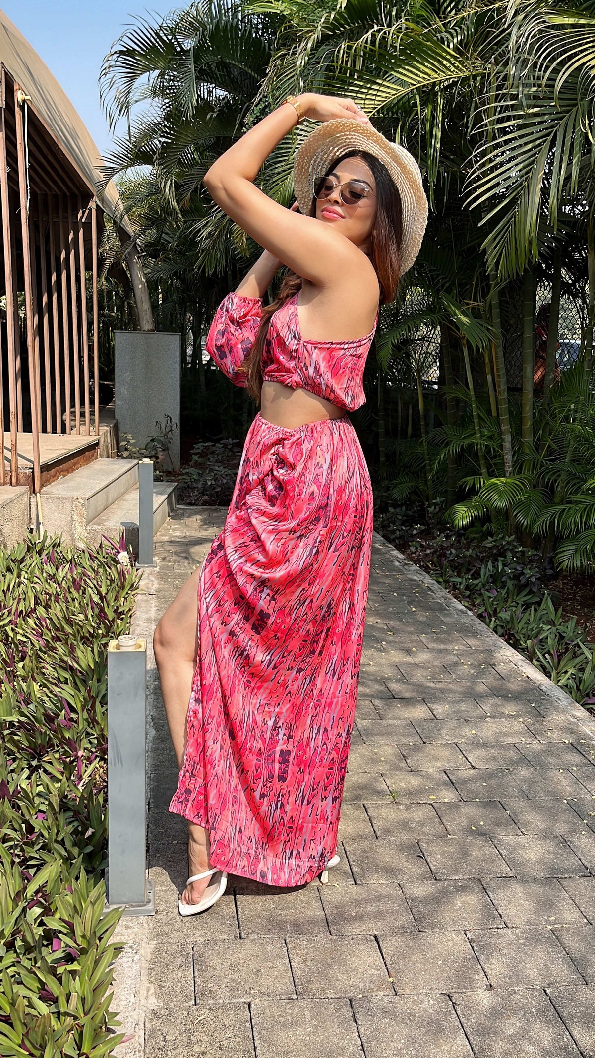 Noroke Sustainable fabric | Bemberg Asymmetrical Printed Long Dress | Grocsy