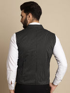 Even Apparels Men's Black Waistcoat with Notched Lapel | Grocsy