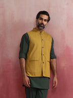 trueBrowns Men's Mustard Cotton Reversible Nehru Jacket | Grocsy