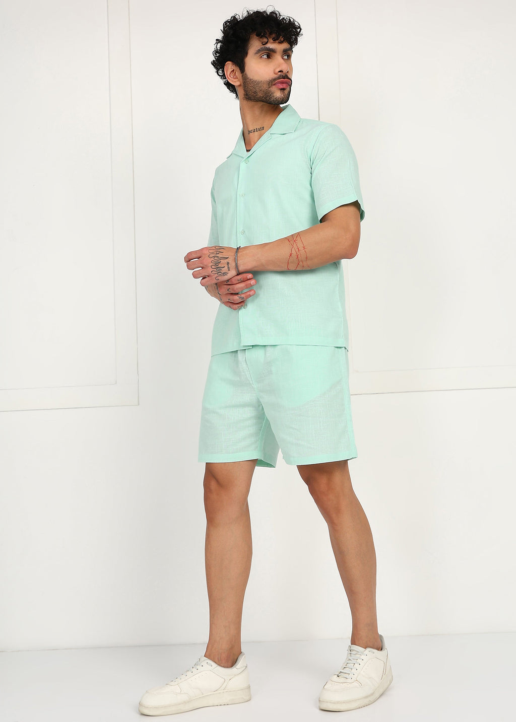 Fabmade Mint Breeze Linen Co-Ord Set | Grocsy