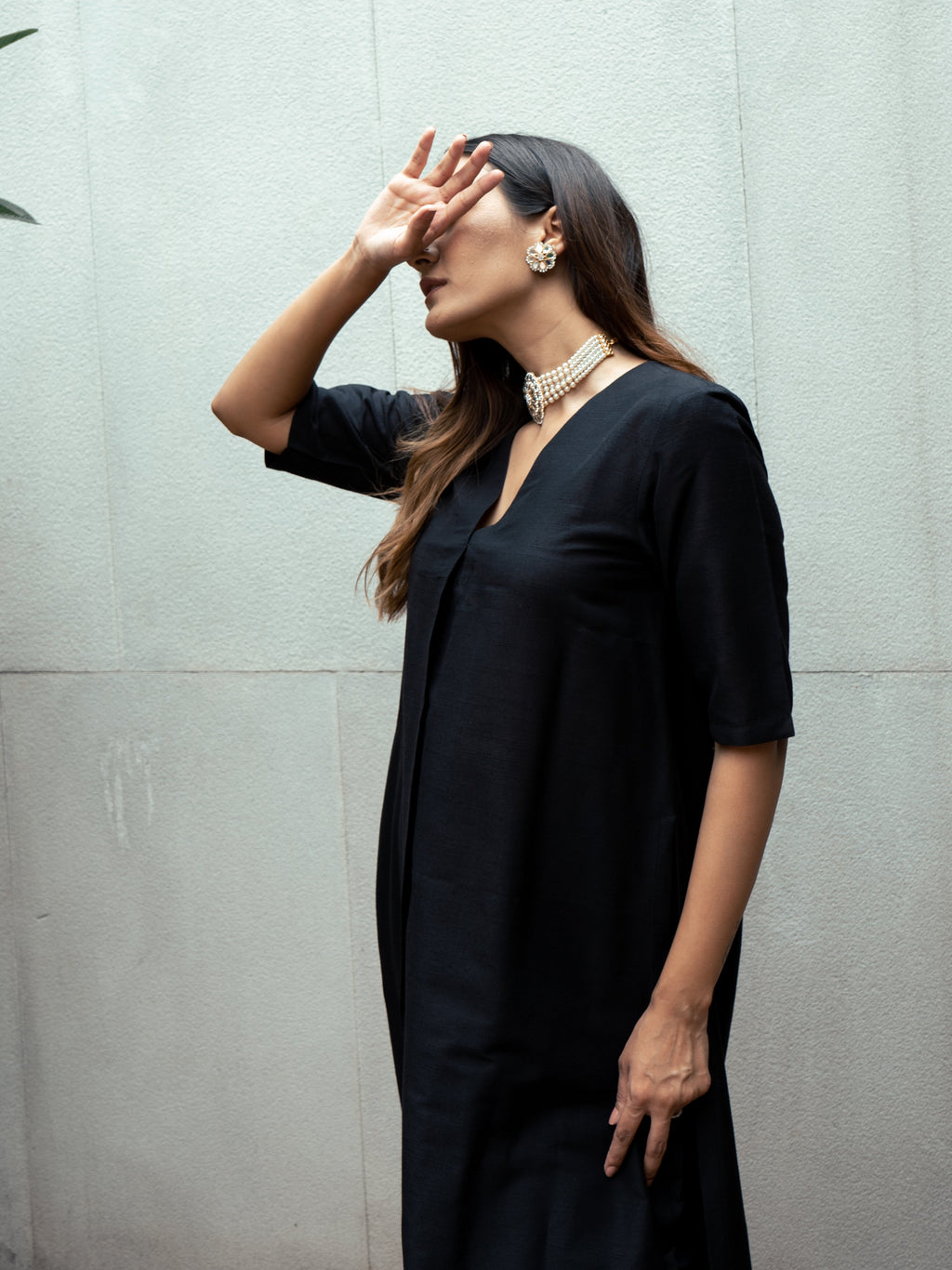 trueBrowns Black Silk Kurta Pant Set | Grocsy