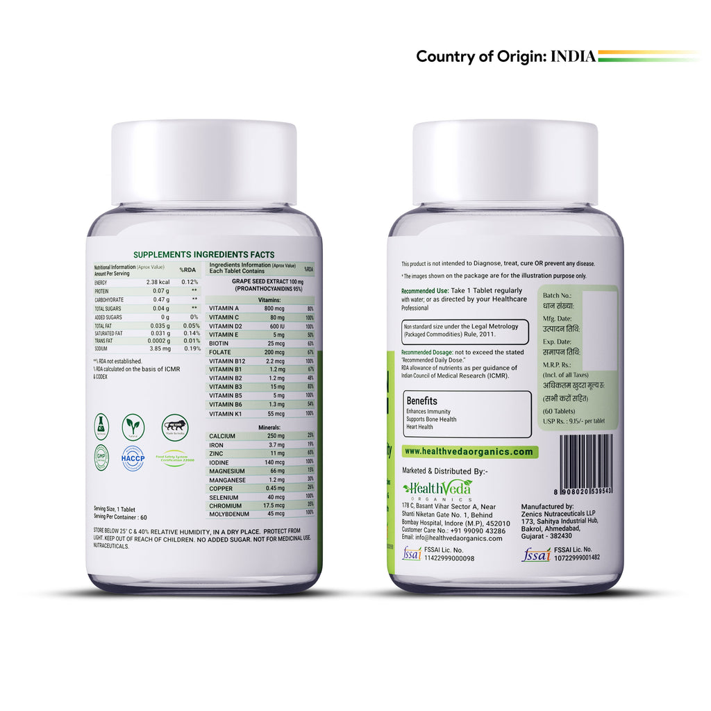 Health Veda Organics Multivitamin for Men Tablets | Grocsy