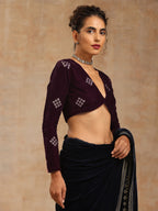 trueBrowns Wine Velvet Embroidered Blouse | Grocsy