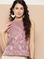InWeave Women's Mauve Brocade Halter Top | Grocsy