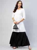 InWeave Women's Cream Short Anarkali Kurta | Grocsy