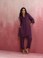 trueBrowns Purple Modal Kurta Co-ord Set | Grocsy