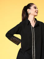 Ahalyaa Women Black Printed Tunic With Palazzos | Grocsy