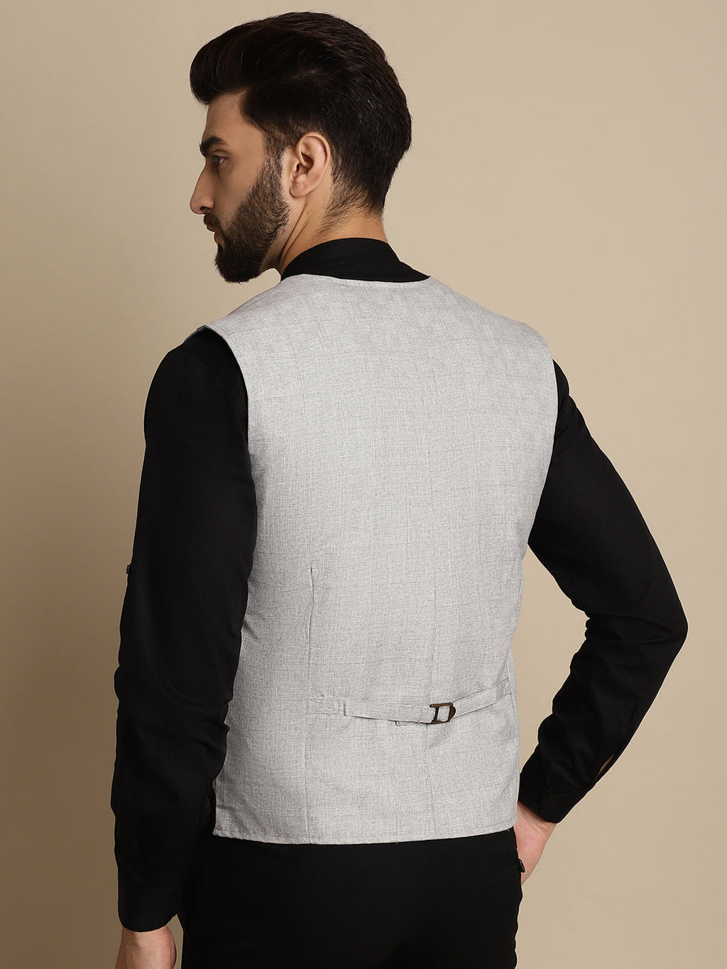 Even Apparels Men's Grey Double Breast Waistcoat | Grocsy