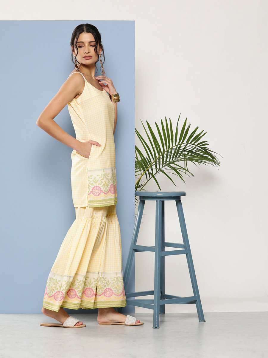 Ahalyaa Women Yellow Kurta with Sharara & With Dupatta | Grocsy