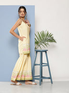 Ahalyaa Women Yellow Kurta with Sharara & With Dupatta | Grocsy