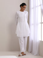 trueBrowns White Dobby Front Placket Co-Ord Set | Grocsy