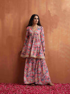 trueBrowns Orange Print Sharara Set | Grocsy