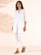 trueBrowns White Cotton Relaxed Co-ord Set | Grocsy