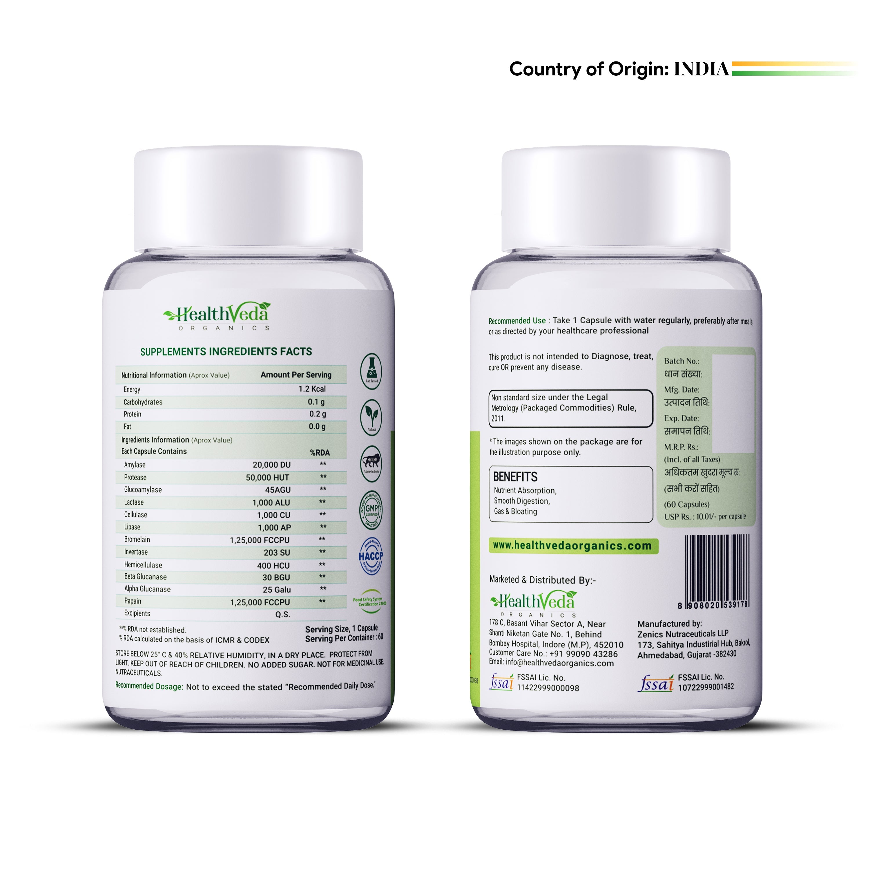 Health Veda Organics Digestive Enzyme Capsules | Grocsy
