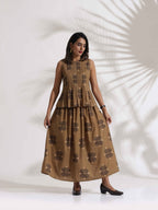 trueBrowns Beige Cotton Skirt Co-ord Set | Grocsy