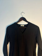trueBrowns Black Slub V neck Kurta | Grocsy