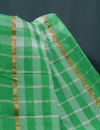 Cream And Green Colored With Checks Pure Mangalgiri Cotton Saree By Gayathri Reddy Designer Studio | Grocsy