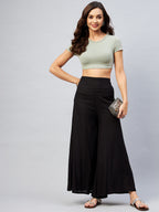 InWeave Solid Black Palazzo | Grocsy