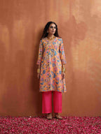 trueBrowns Orange Print Kurta Co-ord Set | Grocsy