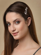 Panash Women Gold-Toned & White Cz-Studded & Beaded Love Hair Pin | Grocsy