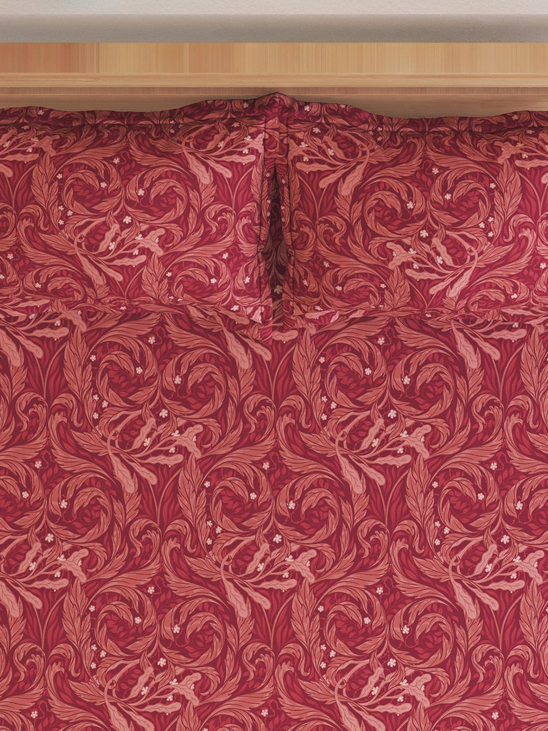 Home Centre Red Ethnic Motifs Cotton 150 TC King Bedsheet With 2 Pillow Covers | Grocsy