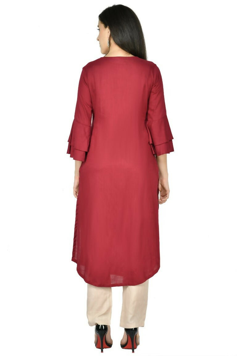 Joban Fashion Wine Cotton Rayon Kurta Set | Grocsy