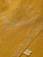 All About You Women Mustard Yellow & Off-White Ethnic Motifs Embroidered Kurta Set | Grocsy
