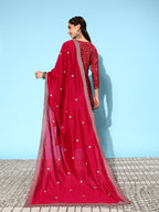 Sangria Floral Kurta with Trousers & Dupatta | Grocsy