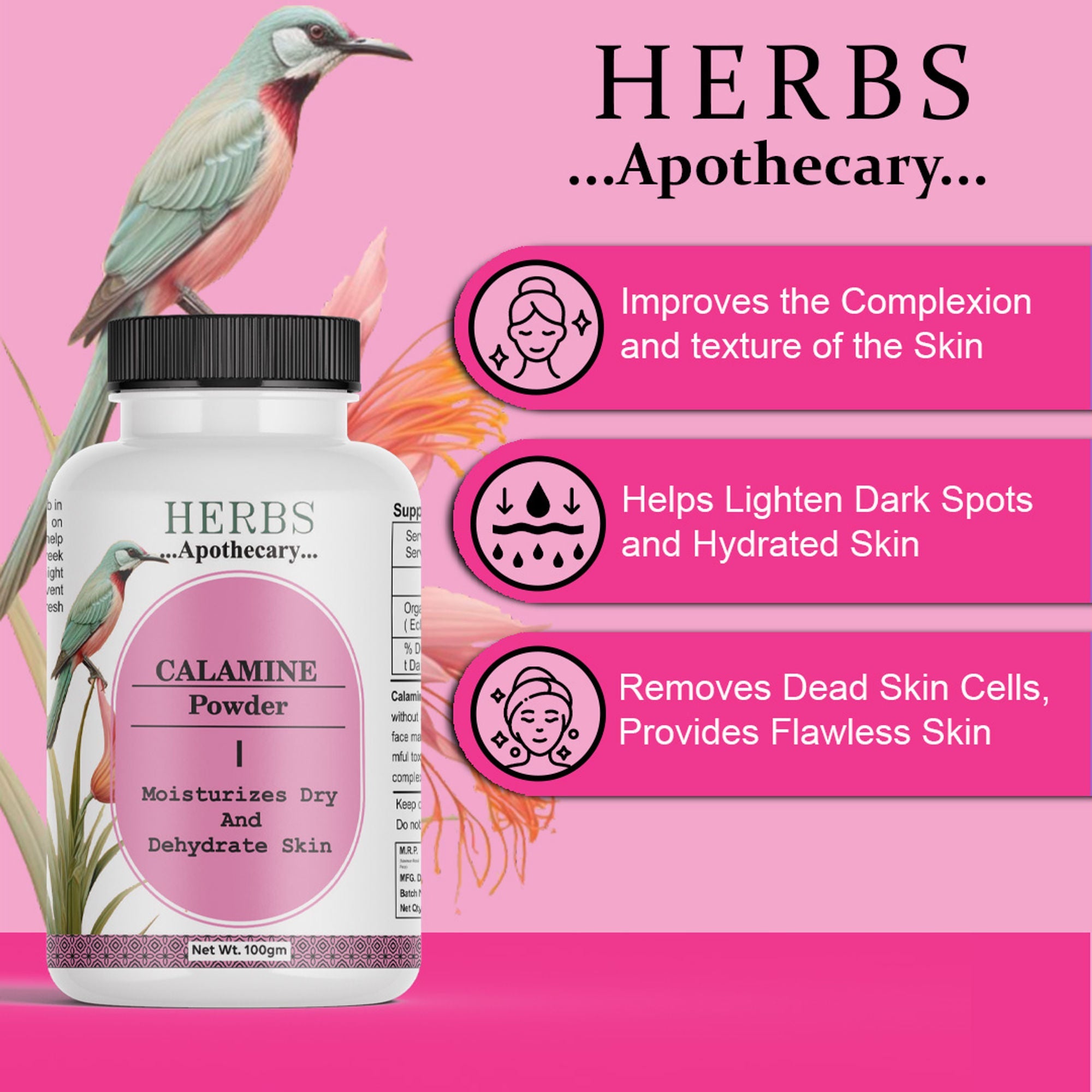 Zenvista Herbs Apothecary Calamine Powder For Moisturize Dry And Dehydrate Skin | Grocsy