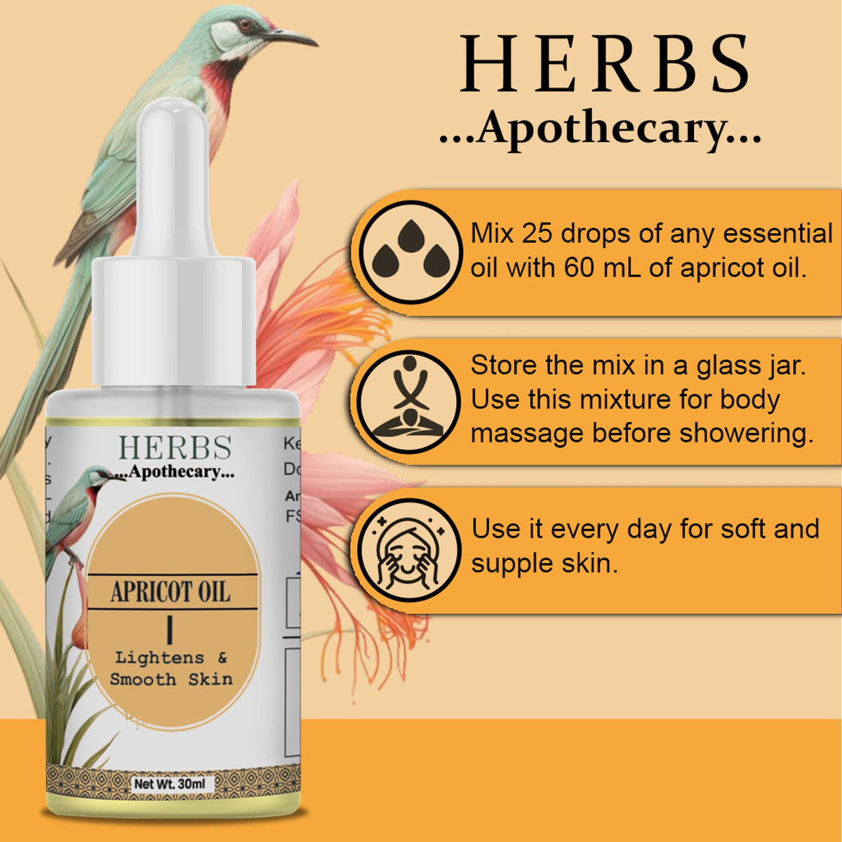Zenvista Herbs Apothecary Apricot Oil For Skin Care And Hair Care | Grocsy