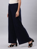 Souchii Women Blue Knitted Palazzos | Grocsy