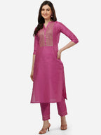 HERE&NOW Women Ethnic Motifs Embroidered Sequinned Kurta with Trousers | Grocsy