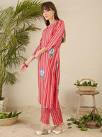Indo Era Women Solid V-Neck Regular Kurta with Trousers | Grocsy