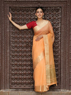 Shree Shyam Fashion Orange Cotton Saree | Grocsy