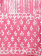 Sangria Women Floral Printed Mirror Work Pure Cotton Kurti with Trousers & Dupatta | Grocsy