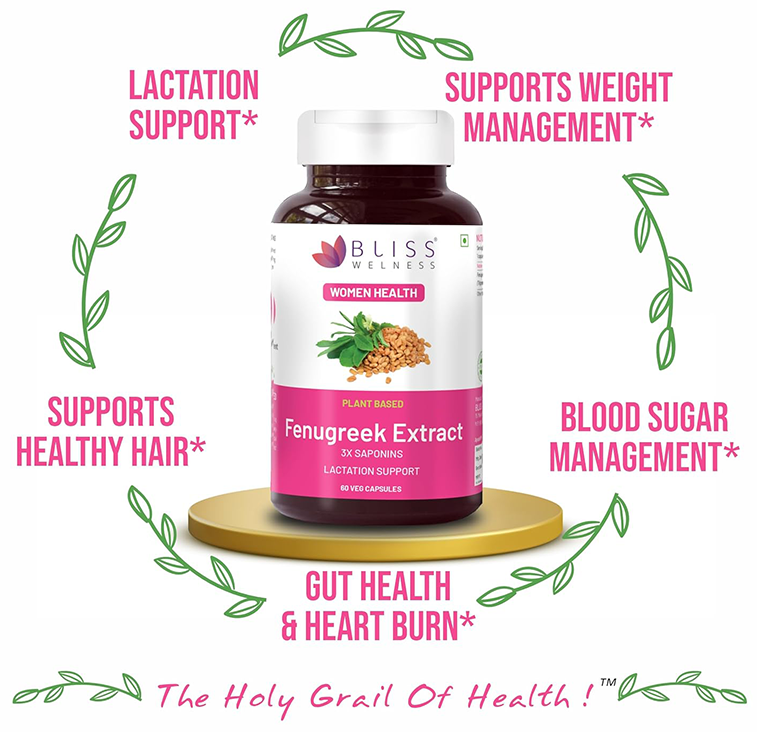Bliss Welness Fenugreek Extract Veg Capsule | Grocsy