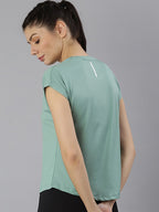MKH Women Green Extended Sleeves Dri-FIT Sports T-shirt | Grocsy