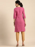 Sangria Women Geometric Embroidered Thread Work Kurta | Grocsy