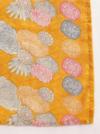 Aavyora Women Yellow Floral Printed Kurta with Striped Pants & Dupatta Set | Grocsy
