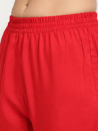 Rudra Bazaar Red Anarkali Kurti & Pyjamas With Dupatta | Grocsy