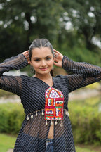 Vastranavya Black Navratri Special Kutchi Patch Work with Leheriya Printed Kurti | Grocsy