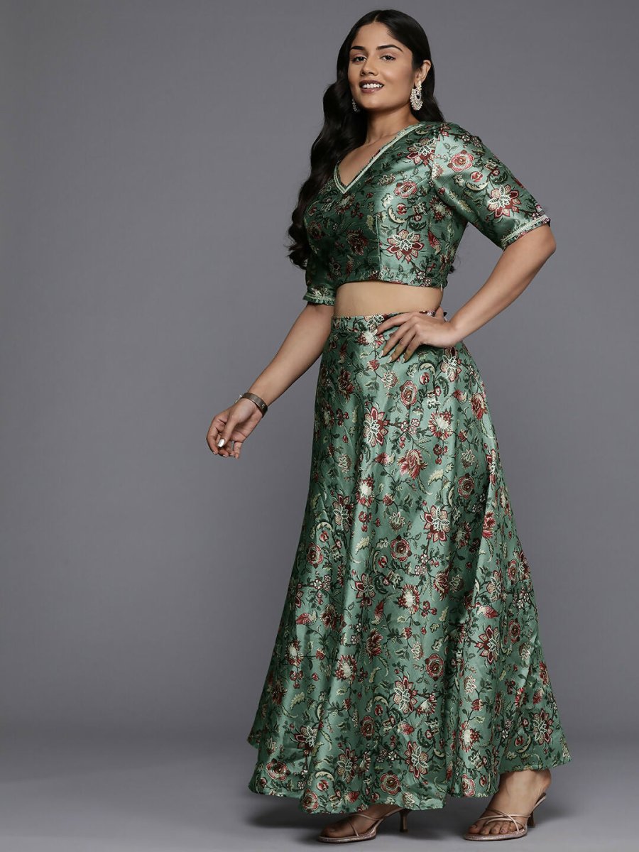 Ahalyaa Women's Traditional wear Lehenga Choli - Green | Grocsy