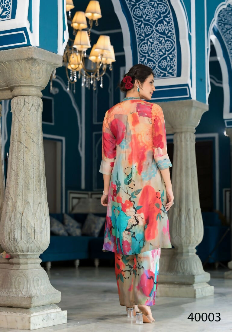 Designer Stylish Light Brown With Sky Pure Muslin Stitched Suit - Apoorva | Grocsy