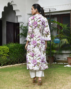 Vaasva Women's Cream Musline Viscose Digital Printed Cord Set | Grocsy