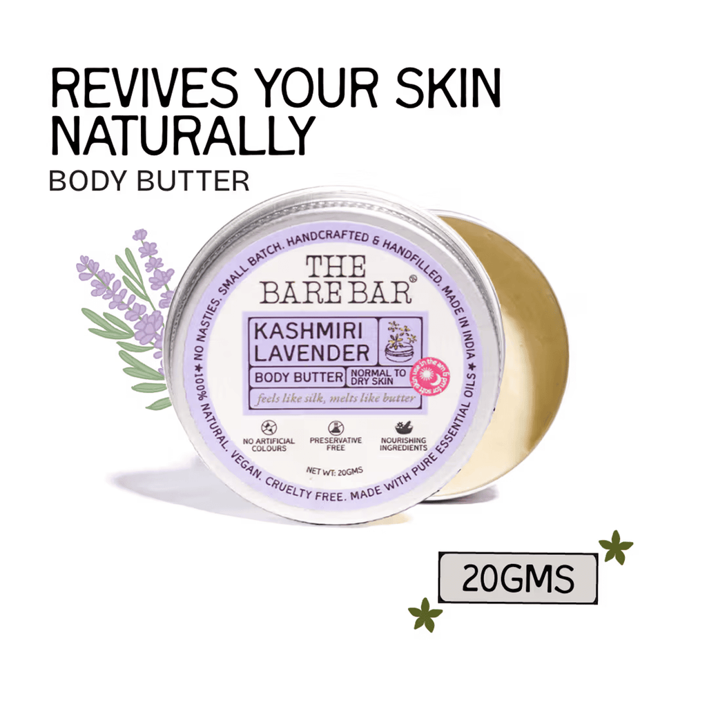 The Bare Bar Kashmiri Lavender Body Butter - Calming Body Cream With Shea And Mango Butters | Grocsy