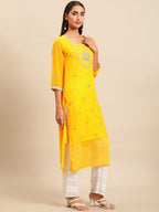 Sangria Women Ethnic Motifs Printed Mirror Work Indie Prints Kurta | Grocsy