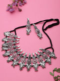Cardinal Oxidised Silver-Plated Stone-Studded & Beaded Jewellery Set | Grocsy