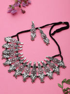 Cardinal Oxidised Silver-Plated Stone-Studded & Beaded Jewellery Set | Grocsy